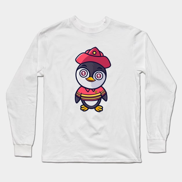 Little Penguin Firefighter Long Sleeve T-Shirt by onama.std